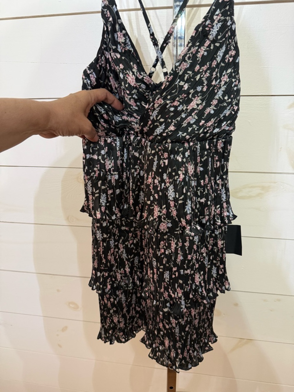 Lulu's Black Floral Ruffle Tiered Mini Dress